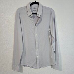 RHONE Mens Dress Shirt Slim Fit Performance Italian Fabric Light Blue XX Large
